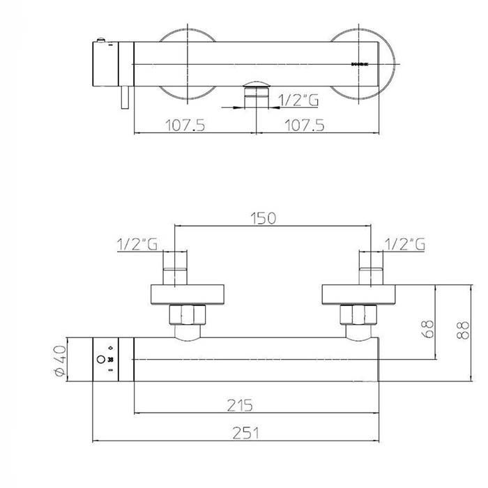 Bossini Oki Смеситель для душа, наружный с выходом на 1/2”, цвет: черный матовый