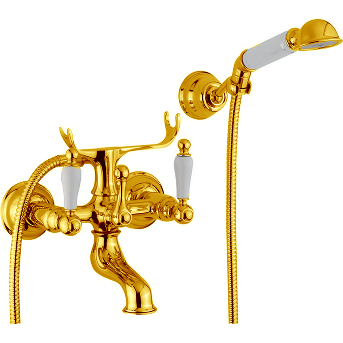 CISAL Arcana Toscana Смеситель для ванны с душевым комплектом, цвет: золото/белый