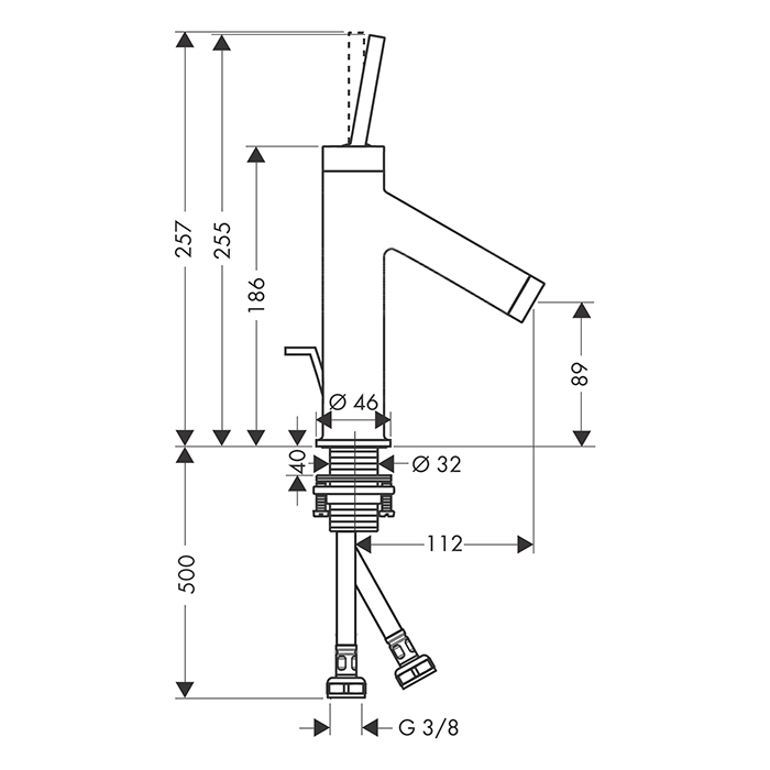 Axor Starck Cмеситель для раковины 90, на 1 отв., с донным клапаном, цвет: шлифованная медь