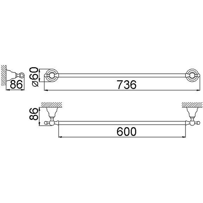 HUBER Croisette Полотенцедержатель 60 см, подвесной,  цвет: никель матовый