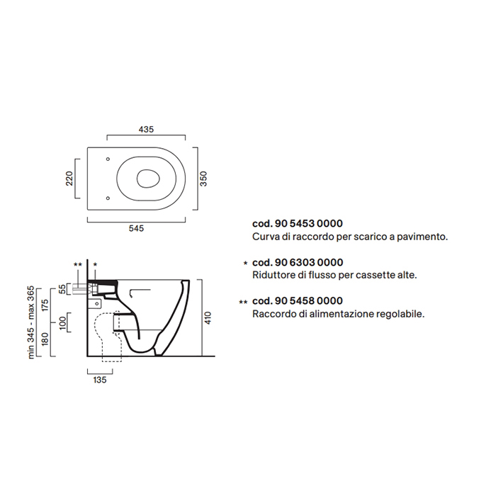 Catalano Sfera Унитаз напольный 55х35см, безободковый, смыв Tornado, покрытие Cataglaze+, цвет: белый глянцевый