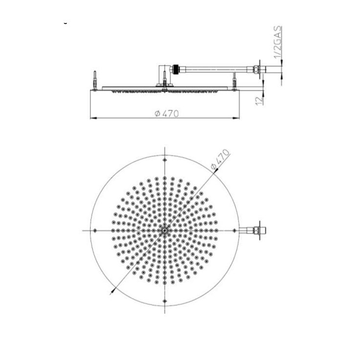 Bossini Dream-Oki Верхний душ круглый Ø 470 mm, цвет: черный матовый                