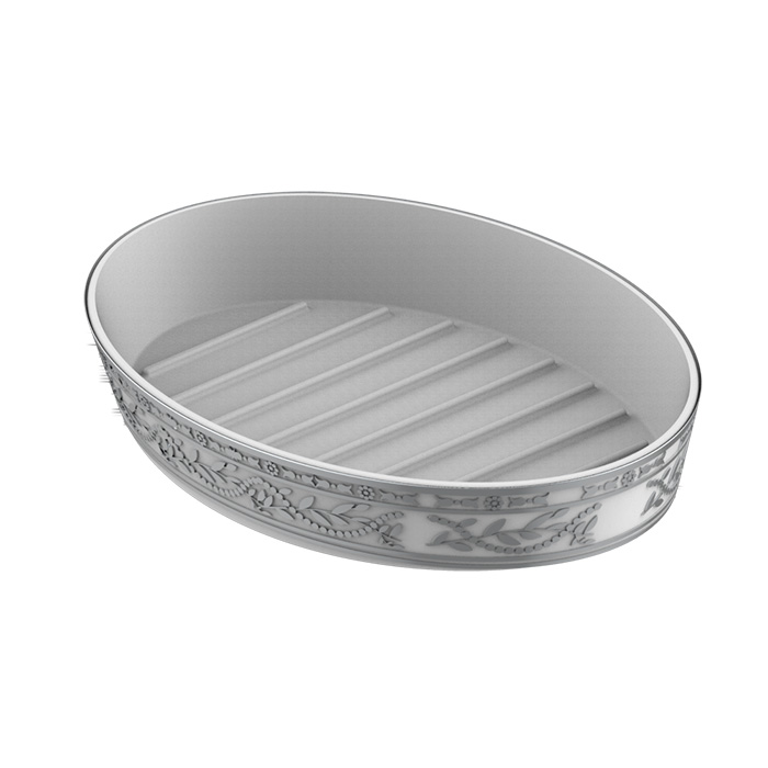 THG Marquise platinum decor Мыльница керамическая, настольная, декор платина, цвет: белый