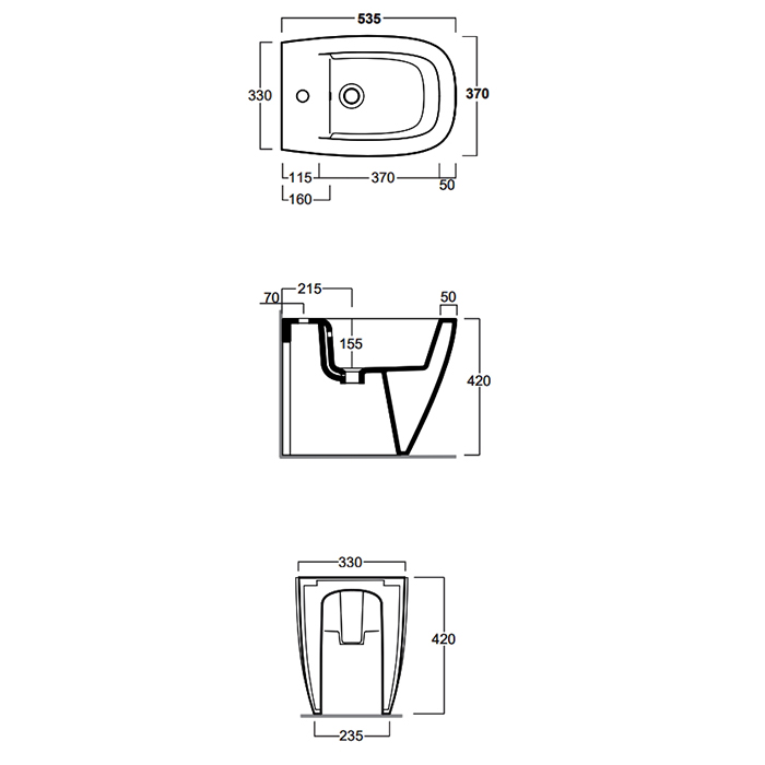 Simas Juniper Биде напольное 53,5x370xh42см, с 1 отв., цвет: moka matt