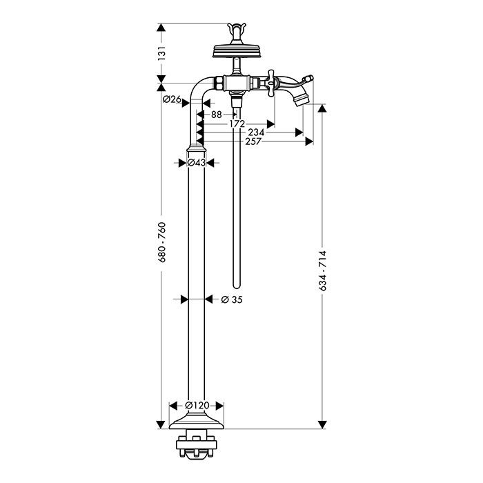 Axor Montreux Смеситель для ванны, напольный, цвет: бронза