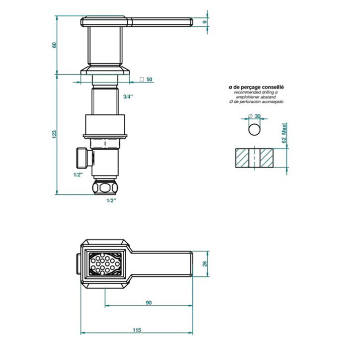 THG Metropolis Cristal Clair A Manettes Вентиль смесителя для раковины, на холодную воду, цвет: хром