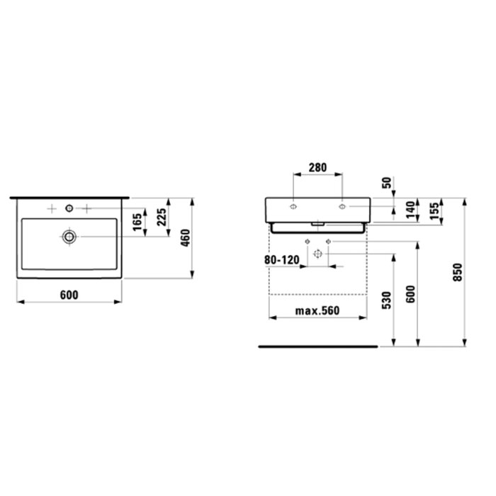 Laufen Living City Раковина 60х46х14 см, 1 отв., цвет: белый