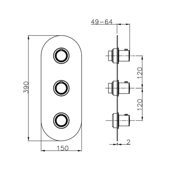 Cisal Slim Смеситель для ванны, термостатический, с переключателем на 2 потока, цвет: черный матовый