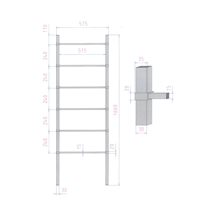 Decor Walther HTL 60 Полотенцедержатель лестница 58x166см, напольный, цвет: хром