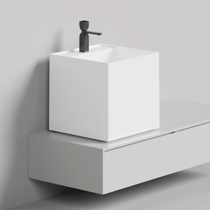 Salini Armonia Раковина 45x45x45см., без отв., накладная, S-Sense, цвет: белый глянцевый