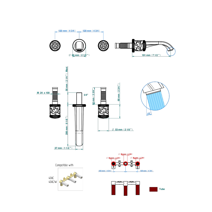 THG Hirondelles Смеситель для раковины, встраиваемый, цвет: Brown bronze color PVD
