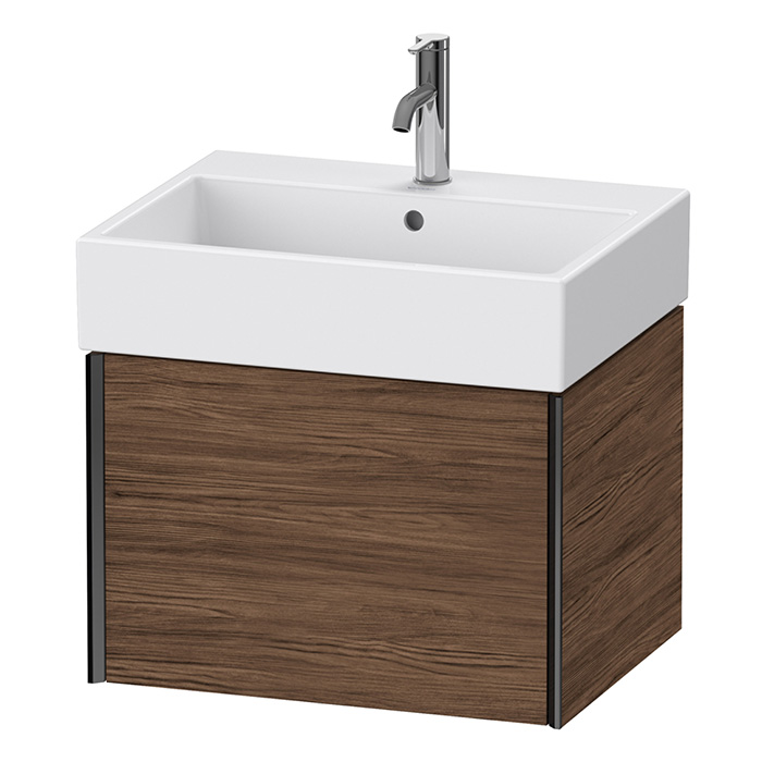 Duravit XViu Тумба подвесная 58.4x45.4x39.7см, с раковиной, 1 ящик, цвет: walnut dark/черный матовый