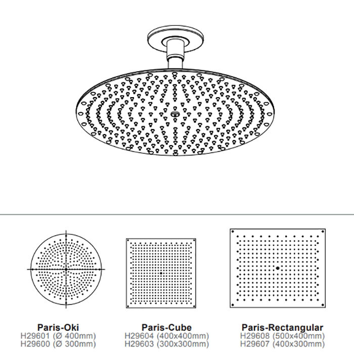 BOSSINI PARIS-OKI Верхний душ Ø 300 мм - потолочный кронштейн 150 мм, цвет: хром 