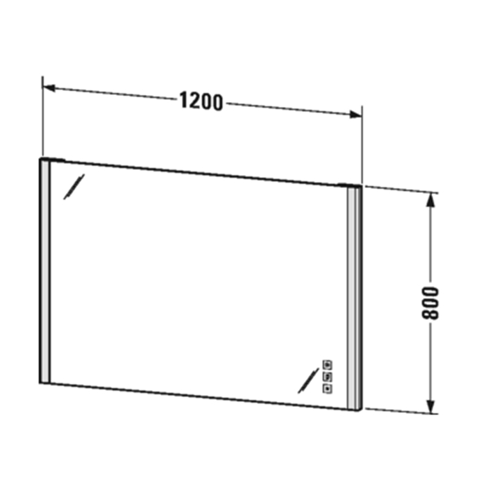 Duravit Xsquare Зеркало 120x3.3xh80см с LED подсветкой, подогревом, диммером