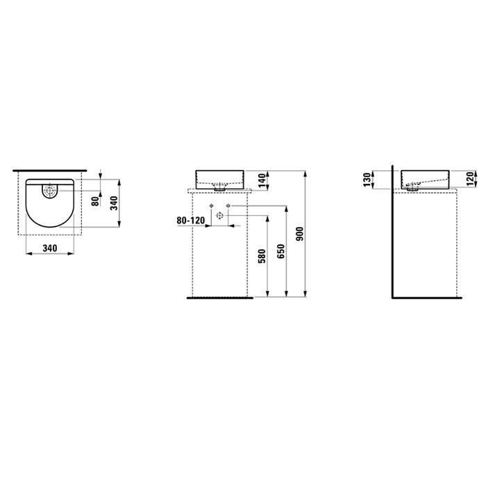 Laufen Sonar Раковина 34x34х13 см, без отв., без перелива, цвет: белый