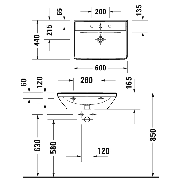 Duravit D-Neo Раковина 60х44см., накладная, с переливом, 1 отв., цвет: белый