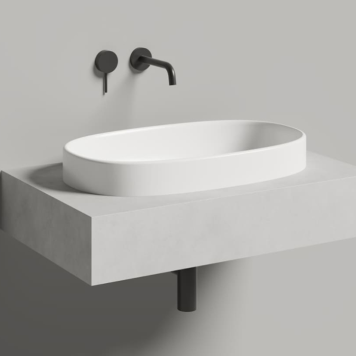 Salini Greca Раковина 64.5х38.5х16.8см., встраиваемая сверху, без отв., без донного клапана, S-stone, цвет: белый