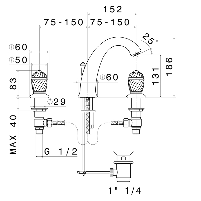Newform Deluxe Смеситель для раковины, 3 отв., с донным клапаном, цвет: gold