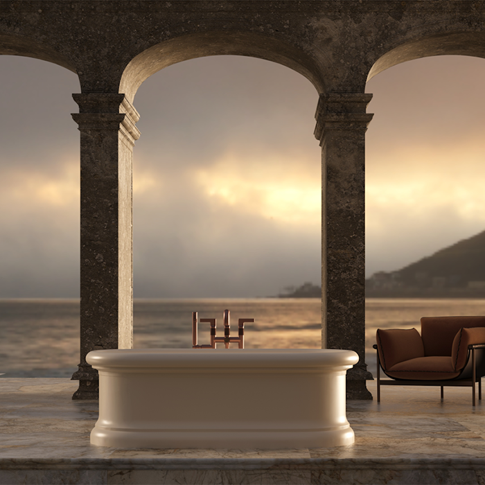 Salini Opera Ванна 180х90х60см., отдельностоящая, S-Stone, с донным клапаном "Up&Down", сифоном, слив-переливом, опорами, цвет: белый матовый