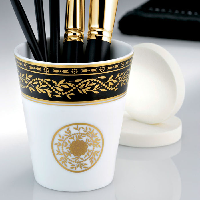  THG Marquise noir décor Or Стакан керамический, настольный, декор черный/золото, цвет: белый