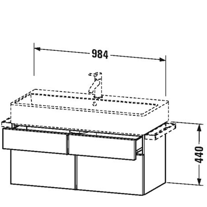 Duravit VA Тумба подвесная 98.4x43.1х44.1см., с раковиной, 1 выдв.ящик, цвет: белый