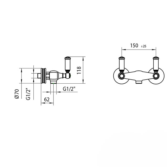 Bossini Liberty Смеситель для душа, наружный с выходом на 1/2”цвет: золото