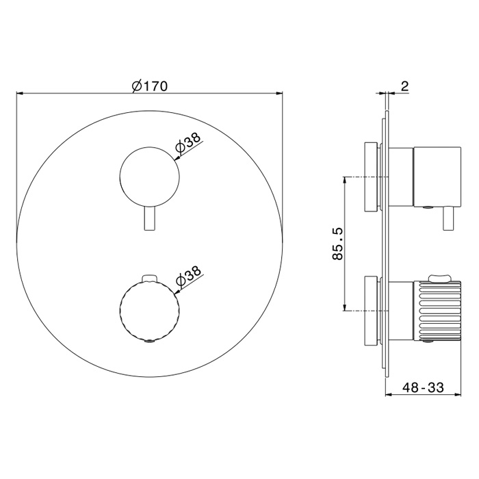 Newform Steel Line Смеситель для душа, встраиваемый, термостатический, цвет: pvd brushed pale gold