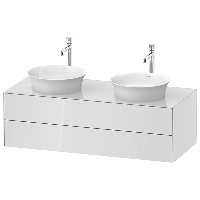 Duravit White Tulip Тумбочка подвесная 130x55х40.8см., 2 раковины, 2 ящика, цвет: белый высокоглянцевый