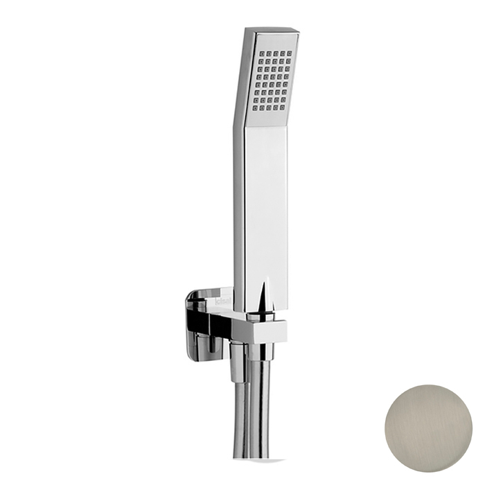 Cisal Shower Душевой гарнитур: ручная лейка, шланг 150см, вывод с держателем, цвет: Nichel Spazzolato