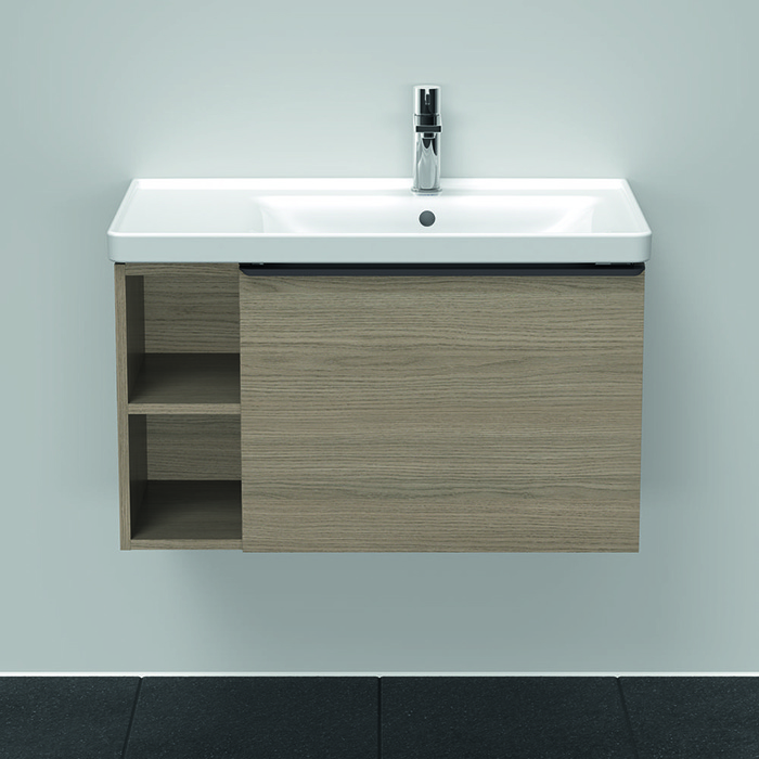 Duravit D-Neo Тумба с раковиной, 78.4х45.2х44см., с 1 отв., 1 ящиком, полки слева, подвесная, цвет: дуб терра