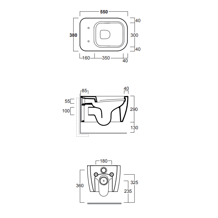 Simas Henges Унитаз 38х55см., подвесной, безободковый, цвет: белый матовый