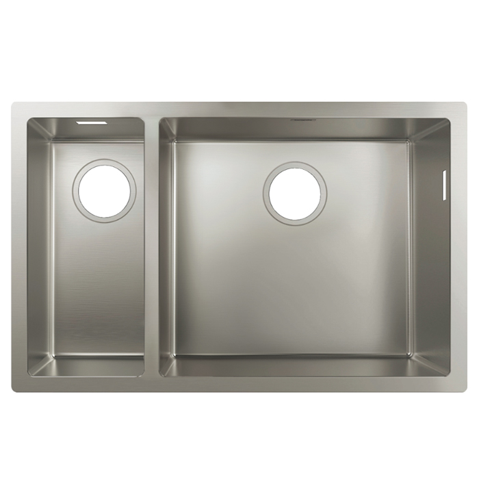 Hansgrohe S71 S719-U655 Мойка для кухни 70.5х45см., встраиваемая снизу, без отв., двойная, цвет: нержавеющая сталь
