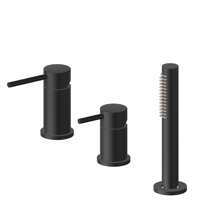 Newform XT Смеситель на борт ванны, 3 отв., с ручным душем, цвет: черный матовый