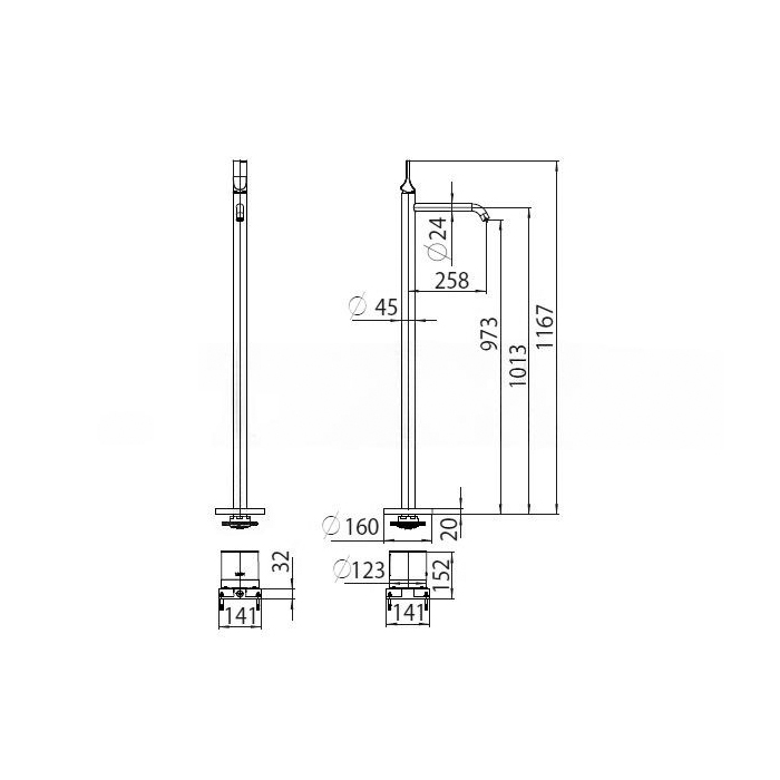 Bossini Apice Смеситель для раковины, напольный, цвет: черный матовый