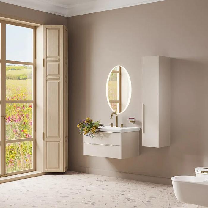 Kerama Marazzi Elegance Тумба подвесная 80см, 2 ящика, цвет: жемчужный лён