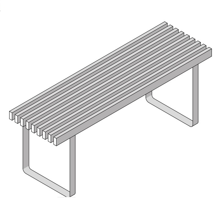Eﬀegibi Topkapi Скамейка 115x35x44см, цвет:нержавеющая сталь/бирманский тик