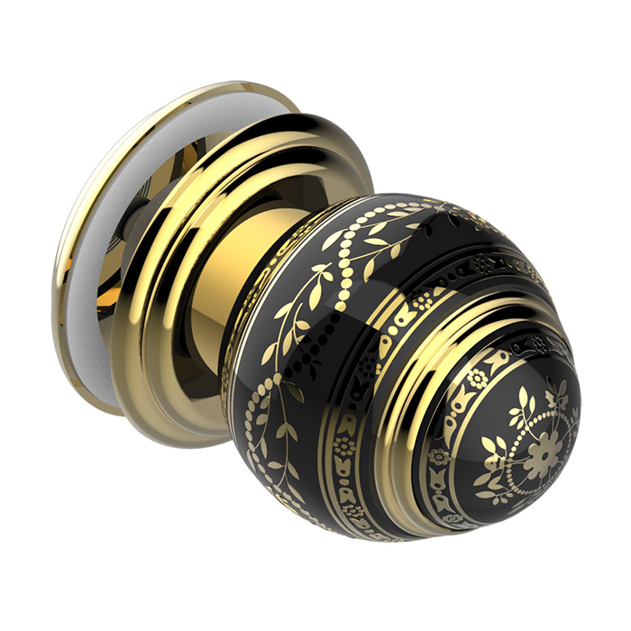 THG MARQUISE NOIR DECOR OR Ручка дверная одинарная, декор черный/золото, цвет: полированное золото