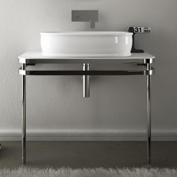 Artceram AZULEY Металлическая структура под раковину, напольная, с верхним глянцевым топом цвет белый, цвет хром