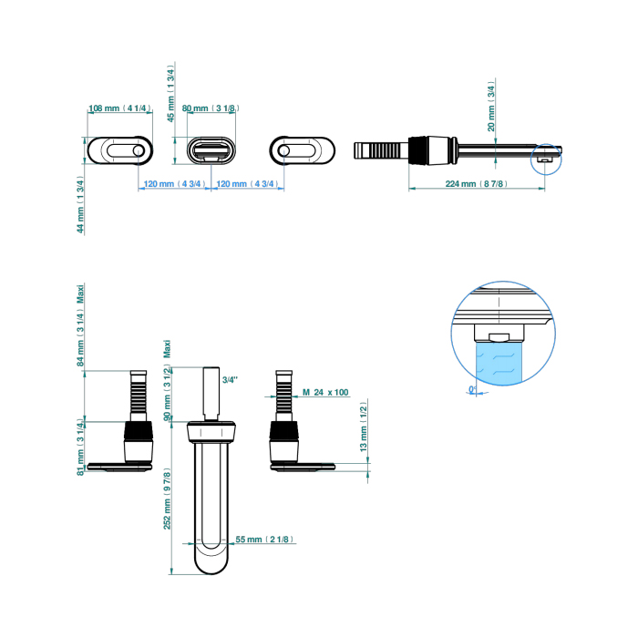 THG CORVAIR A MANETTES FIOR DI BOSCO Смеситель для раковины настенный, c 2 вентилями, внешняя часть, цвет: Blush PVD