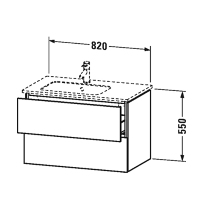 Duravit L-cube Тумба с раковиной, 82х48х55см., подвесная, с 1 отв., с 2 выдвижными ящика, цвет: белый глянец