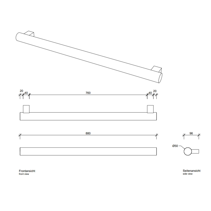 Decor Walther Tube HTE588 Полотенцедержатель 88см, подвесной, цвет: хром