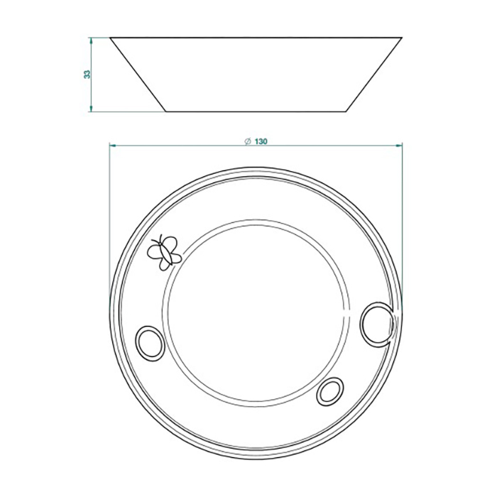 THG CAPUCINE VERT DECOR PLATINE Блюдо керамическое ø130 мм., настольное, декор платина/зеленый, цвет: белый