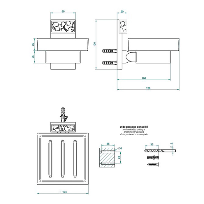 THG GinkgoМыльница стеклянная, подвесная, цвет: полированное золото