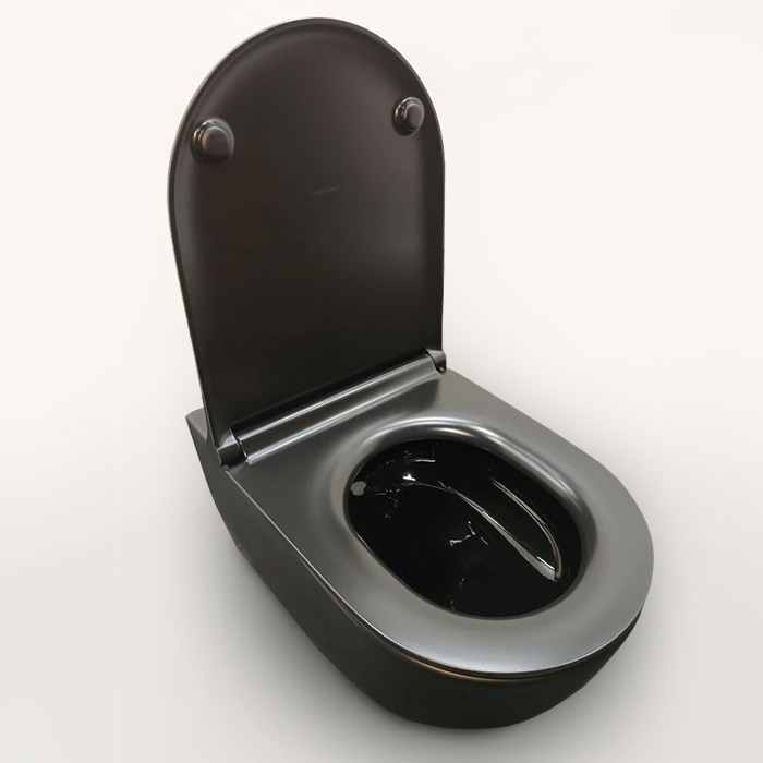 Catalano Zero Унитаз подвесной 55х35см, безободковый, смыв Tornado, покрытие Twinglaze+, цвет черный матовый