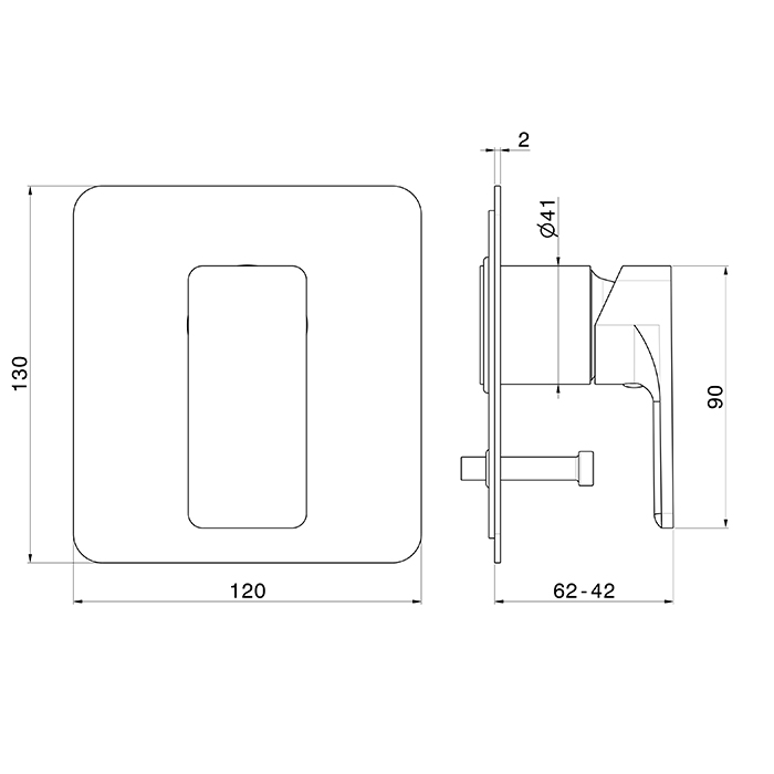 Newform B-Easy Смеситель для душа, встраиваемый, с авто переключателем на 2 потока, внешняя часть, цвет: черный матовый