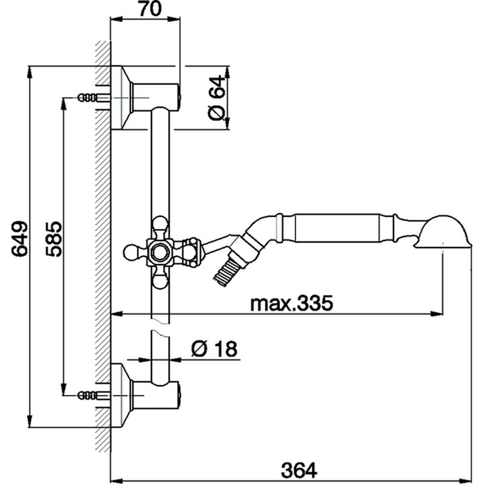 CISAL Arcana Toscana Душевой гарнитур:ручная лейка,шланг 150 см,штанга 60 см, цвет: бронза