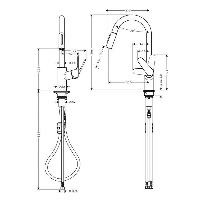 Hansgrohe Focus M41 Смеситель для кухни, 1 отв., цвет: сталь