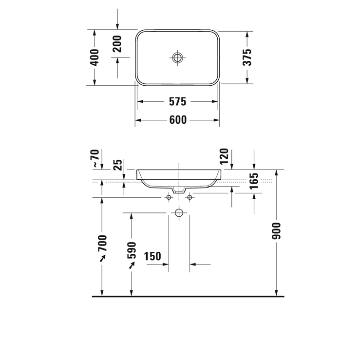 Duravit Happy D.2 Plus Раковина 60х40 см, без отв., без перелива, с выпуском, с керамической крышкой, WonderGliss, цвет: Anthracite matt