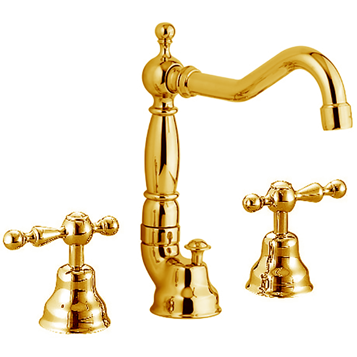 CISAL Arcana America Смеситель для раковины на 3 отверстия, с донным клапаном, цвет: золото
