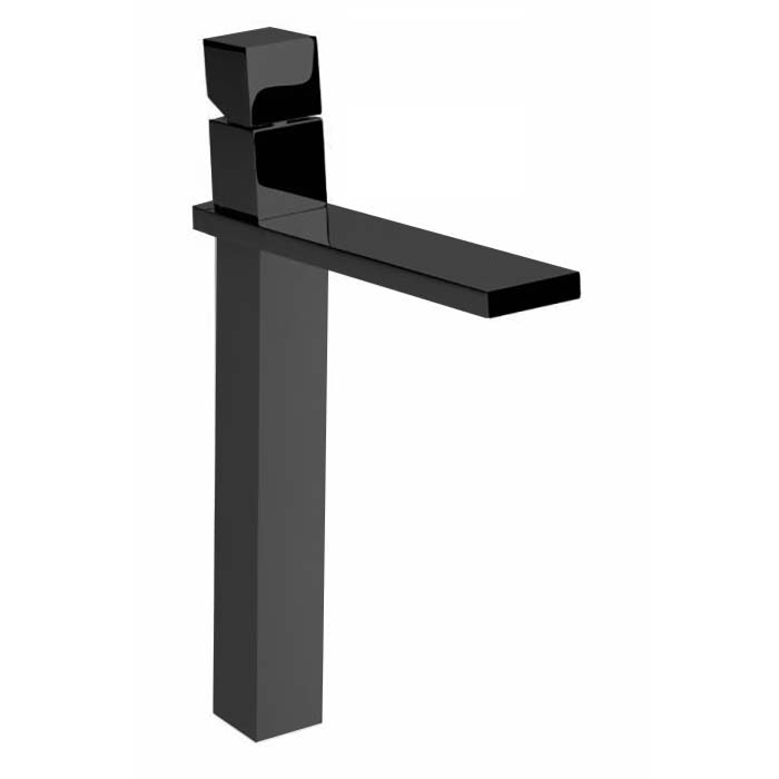 Bossini Cube Смеситель для раковины, на 1 отв., супер-высокий с заглушкой 1”1/4, цвет: черный матовый  
